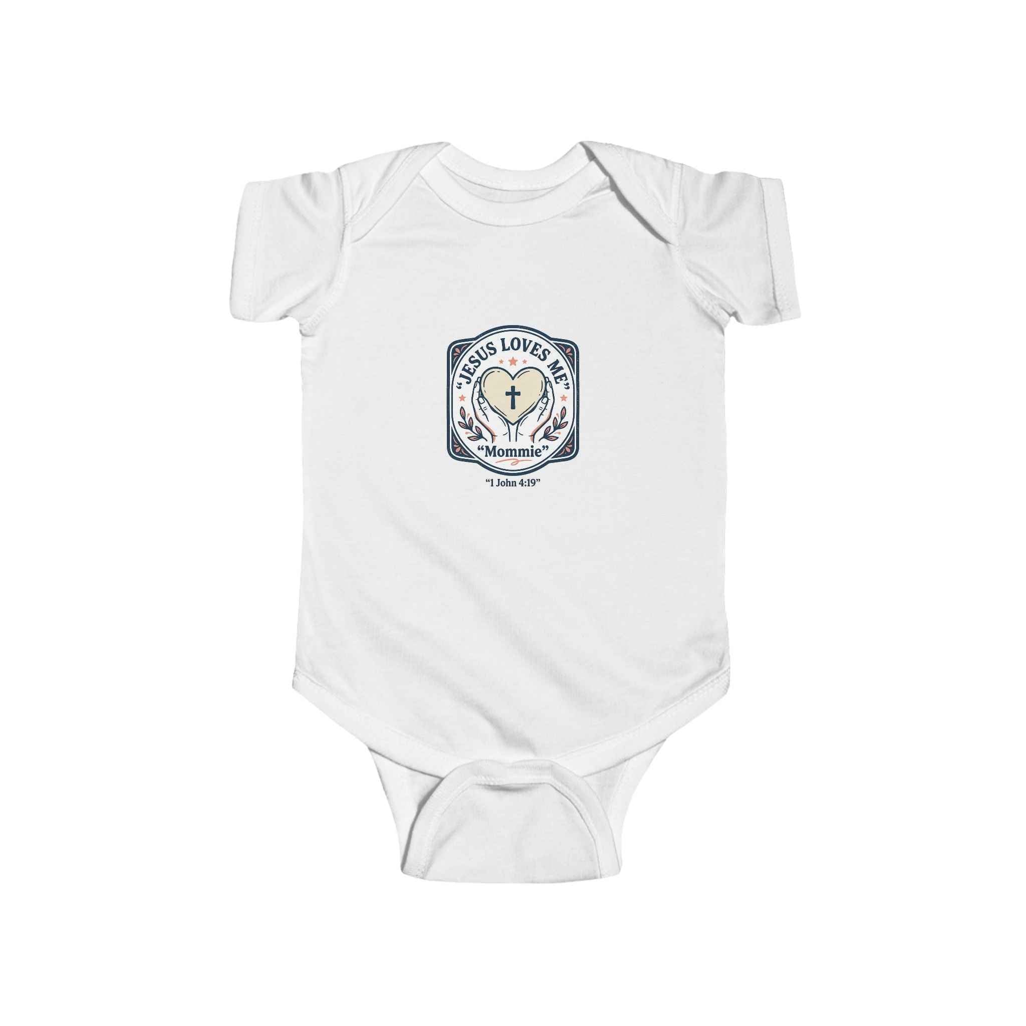 Infant Bodysuit — "Jesus Loves Me" Cross Baby Onesie (Christian Baptism/Newborn Gift)