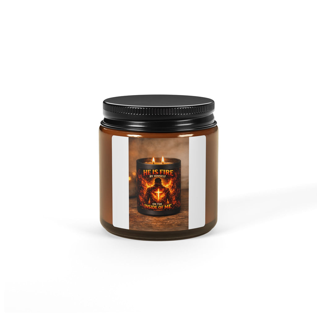 Soy Candle — "He Is Fire" Amber Jar Scented Candle (Multi-Size)