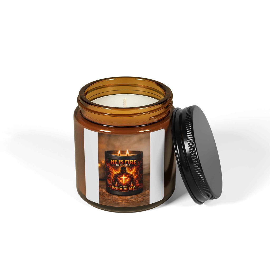 Soy Candle — "He Is Fire" Amber Jar Scented Candle (Multi-Size)